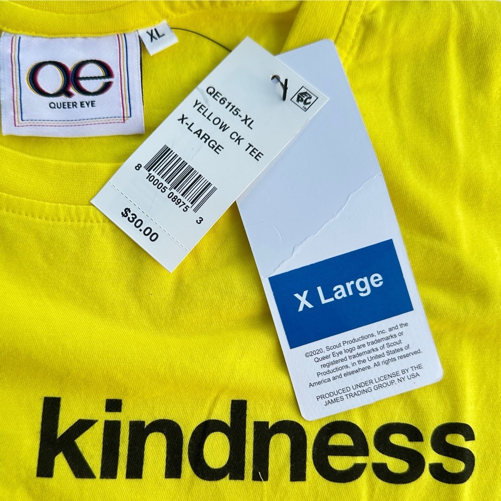 Queer Eye Bright Yellow Short Sleeve Cotton Unisex Choose Kindness Tee Size XL - Picture 3 of 5